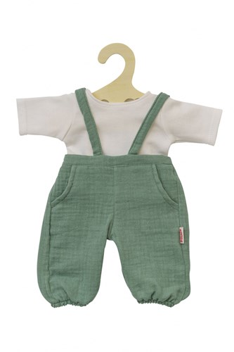 Heless doll clothes dungarees and t-shirt green-white organic cotton 28-35 cm