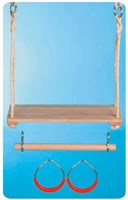 NHF wooden swing - plank swing with 2m sisal rope for outdoor fun