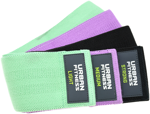 Urban Fitness Fabric Resistance Bands Set Loop 3 Strengths 15 Inch