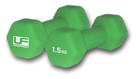 Urban Fitness dumbbells neoprene hexagon - set of 2 x 1.5kg green