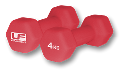 Urban Fitness dumbbells hex neoprene red - 2 x 4kg fitness set
