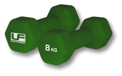 Urban Fitness dumbbells neoprene - hexagonal weights 2 x 8kg green