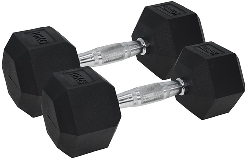 Urban Fitness PRO Hex Dumbbell - rubber coating pair black 2 x 10kg fitness