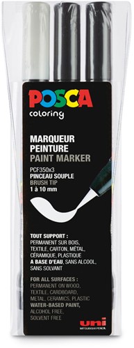 Posca Uni Posca Penseel 3 Set F350 Zwart Wit