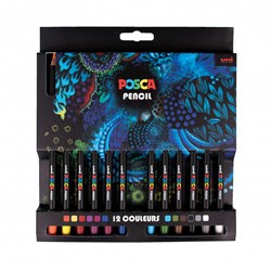 Posca colored pencils set - 12 pieces - creative assorted pencils
