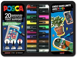 Posca paint marker set pop colours 20 pieces metal case graffiti