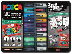 Posca graffiti paint marker set metal case 20 pieces stickers