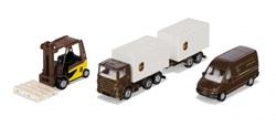 Siku logistics toy set UPS truck with forklift and trailer