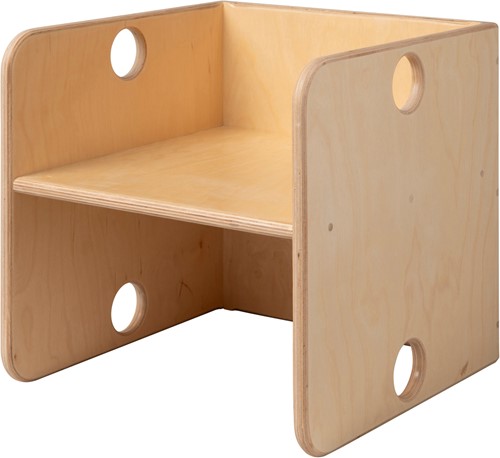 Van Dijk Toys wooden cube chair / high chair Natural - 35x35x35 cm from 1 year (childcare quality)