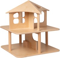 Van Dijk Toys wooden toys Dollhouse open on 4 sides - natural (suitable for childcare)-2