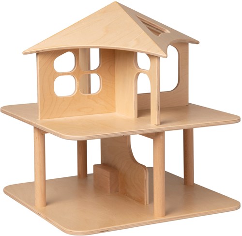 Van Dijk Toys wooden toys Dollhouse open on 4 sides - natural (suitable for childcare)-2