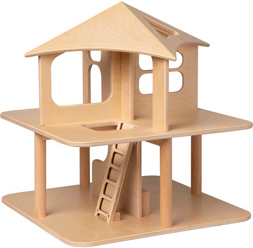 Van Dijk Toys wooden toys Dollhouse open on 4 sides - natural (suitable for childcare)-3
