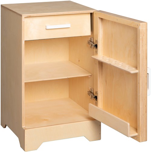 Van Dijk Toys wooden toy refrigerator - Natural with white (Childcare quality)-3