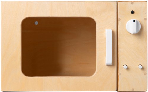 Van Dijk Toys wooden toy microwave - Natural with white (Childcare quality)
