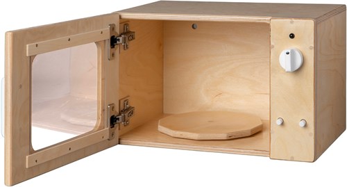 Van Dijk Toys wooden toy microwave - Natural with white (Childcare quality)-3