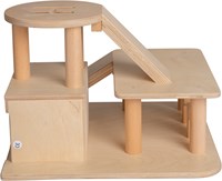 Van Dijk Toys wooden toy garage with helicopter deck - Natural (Childcare quality)-3