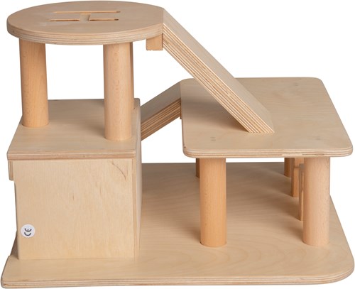 Van Dijk Toys wooden toy garage with helicopter deck - Natural (Childcare quality)-3