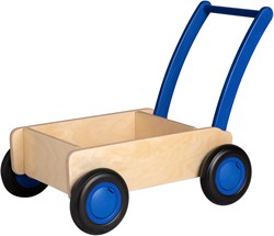 Van Dijk Toys wooden walker from 1 year - Natural - Blue (Childcare quality)