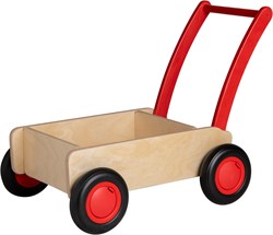 Van Dijk Toys wooden walker from 1 year - Natural - Red (Childcare quality)