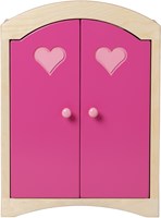 Van Dijk Toys wooden toys Doll wardrobe - Natural with pink (Childcare quality)