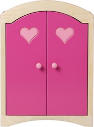 Van Dijk Toys wooden toys Doll wardrobe - Natural with pink (Childcare quality)