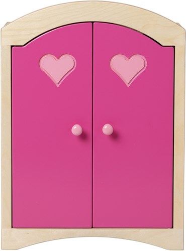 Van Dijk Toys wooden toys Doll wardrobe - Natural with pink (Childcare quality)