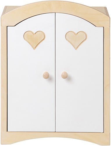 Van Dijk Toys wooden toys Doll wardrobe - Natural with white (Childcare quality)