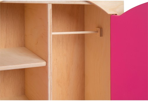 Van Dijk Toys Poppenkleding kast - Naturel met roze