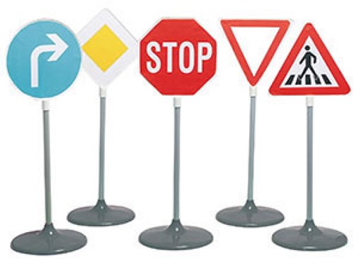 Klein traffic signs educational toy set - 5 pieces - 72cm tall