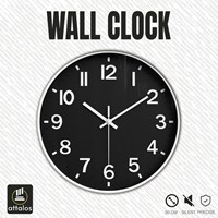 Attalos wall clock - silent quartz movement - minimalist design 30cm white black-2