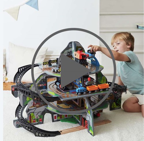Hape wooden train set mighty mountain mine playset - mountain mine-2