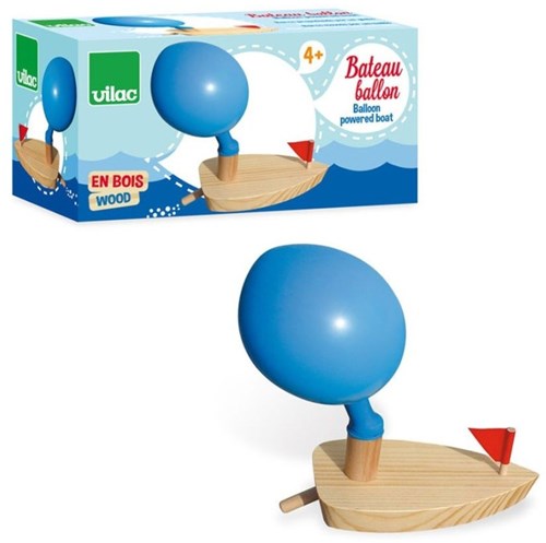 Vilac wooden balloon boat toy - colorful bath toy for kids