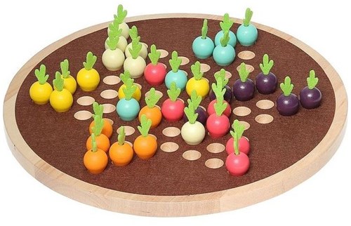 Vilac Chinese Checkers wooden board game garden edition