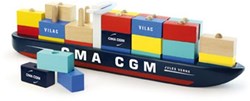 Vilac wooden container ship stacking game - 34 blocks - educational toy