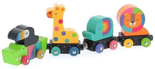 Vilac wooden animal train toy - colorful magnetic animals