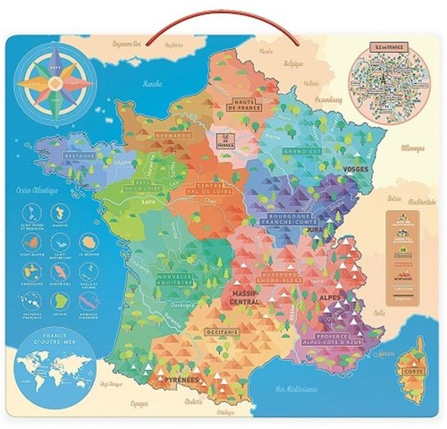Vilac educational map France wooden magnets learning game kids