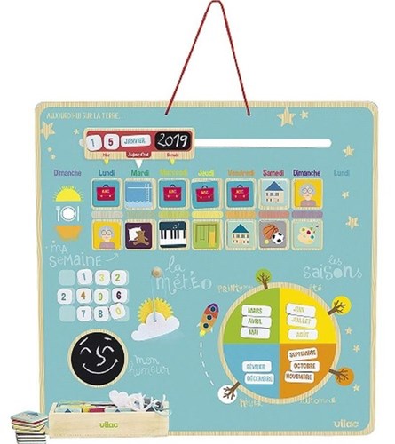 Vilac magnetic wooden calendar educational toy planner