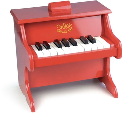 Vilac wooden piano red with sheet music - toy musical instrument
