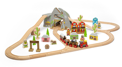 BigJigs wooden Wild West train set - toy railway 62 pieces