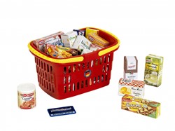 Klein Winkelmand plastic met Franse producten