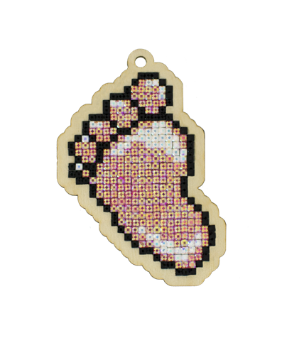 Wizardi Diamond Painting Wood Baby Foot Girl DIY Craft Set Decoration