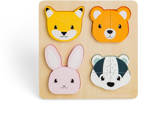 BigJigs wooden animal puzzle - educational woodland toy for kids-2
