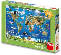 Dino puzzle animal map XXL pieces - educational toy 100 pieces-2