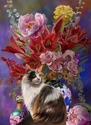 SunsOut puzzle XXL pieces - cats and flowers Chinoiserie - 500 pieces