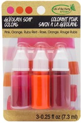 Life of the Party soap colorant set glycerin 3x7.3 ml pink orange red