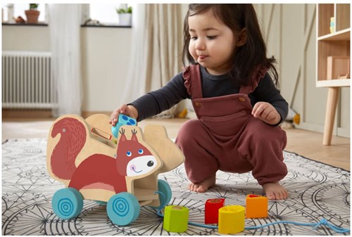 Haba pull-along squirrel wooden toy with blocks-2